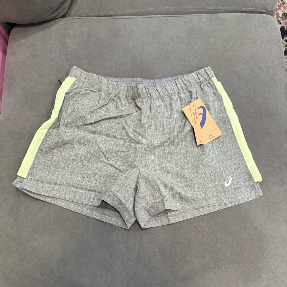 Asics Women's Athletic Shorts in Gray and Lime
